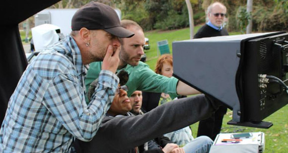 On set at Elysian Park, L.A. — with Jeff Cunningham, Ronnie Butler Jr. and Michael Coulombe.