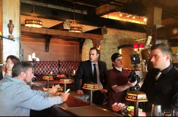 Nick on the set of The Groomsman