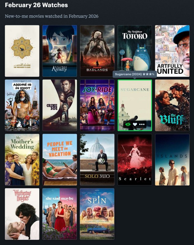 Letterboxd - February 2026 movies