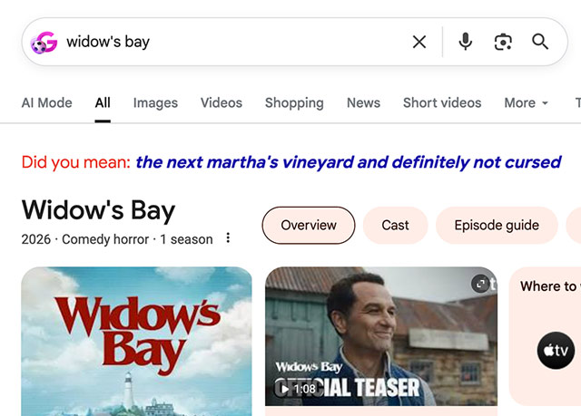 Widow's Bay Google search